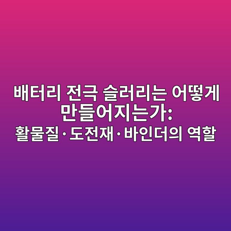 이차전지. 배터리 전극 슬러리는 어떻게 만들어지는가: 활물질·도전재·바인더의 역할 8 ebb0b0ed84b0eba6ac eca084eab7b9 ec8aaceb9faceba6aceb8a94 ec96b4eb96bbeab28c eba78ceb93a4ec96b4eca780eb8a94eab080 ed999cebacbceca788 1788181633