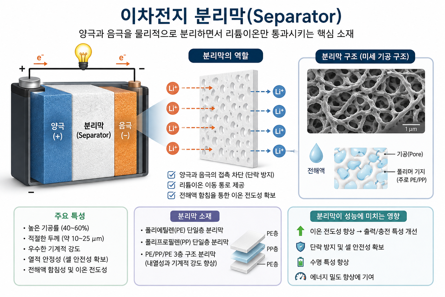 이차전지. 리튬이온배터리 분리막은 어떤 구조이며 왜 미세한 기공이 필요한가 2 image