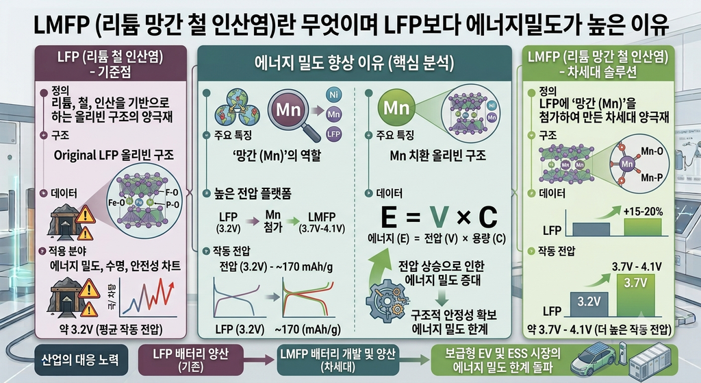 LMFP란 무엇이며 LFP보다 에너지밀도가 높은 이유. 이차전지 기술 소재 2 LMFP