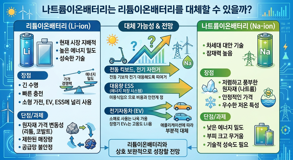 나트륨이온배터리는 리튬이온배터리를 대체할 수 있을까. 이차전지 기술 소재 2 나트륨배터리