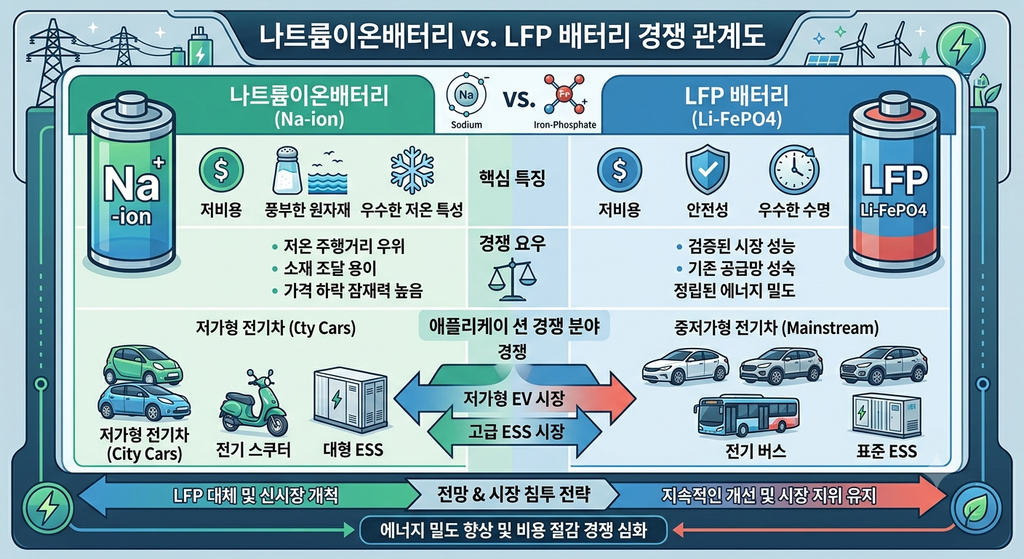 나트륨이온배터리와 LFP 배터리의 경쟁 관계. 이차전지 기술 소재 2 나트퓸배터리 LFP