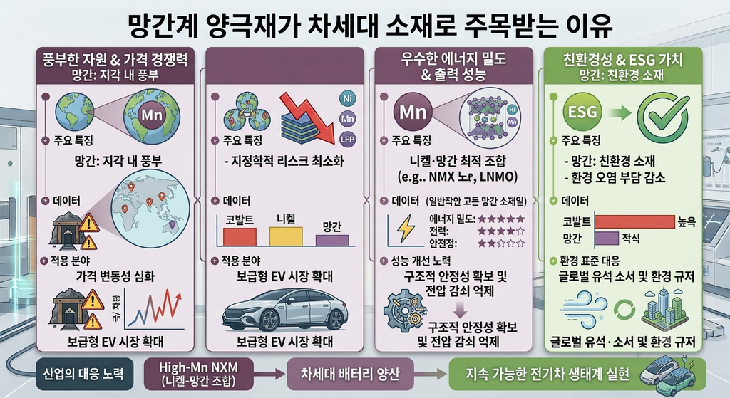 망간계 양극재가 차세대 배터리 소재로 주목받는 이유. 이차전지 기술 소재 2 망간계배터리