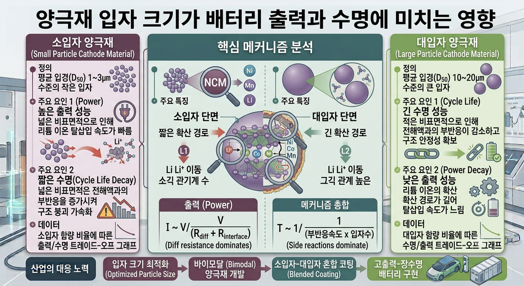 양극재 입자 크기가 배터리 출력과 수명에 미치는 영향. 이차전지 기술 소재 2 양극재입자크기